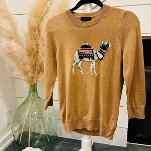 J. Crew Intarsia Tan Sweater with Camel Design Size S